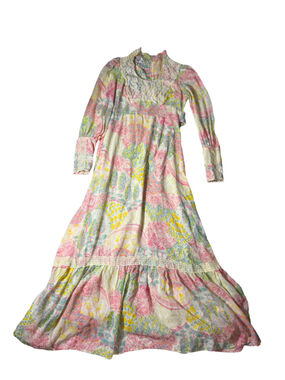 Vtg Act Saks I Fifth Avenue Young Dimensions Prarie Fairycore Pastel Maxi Dress